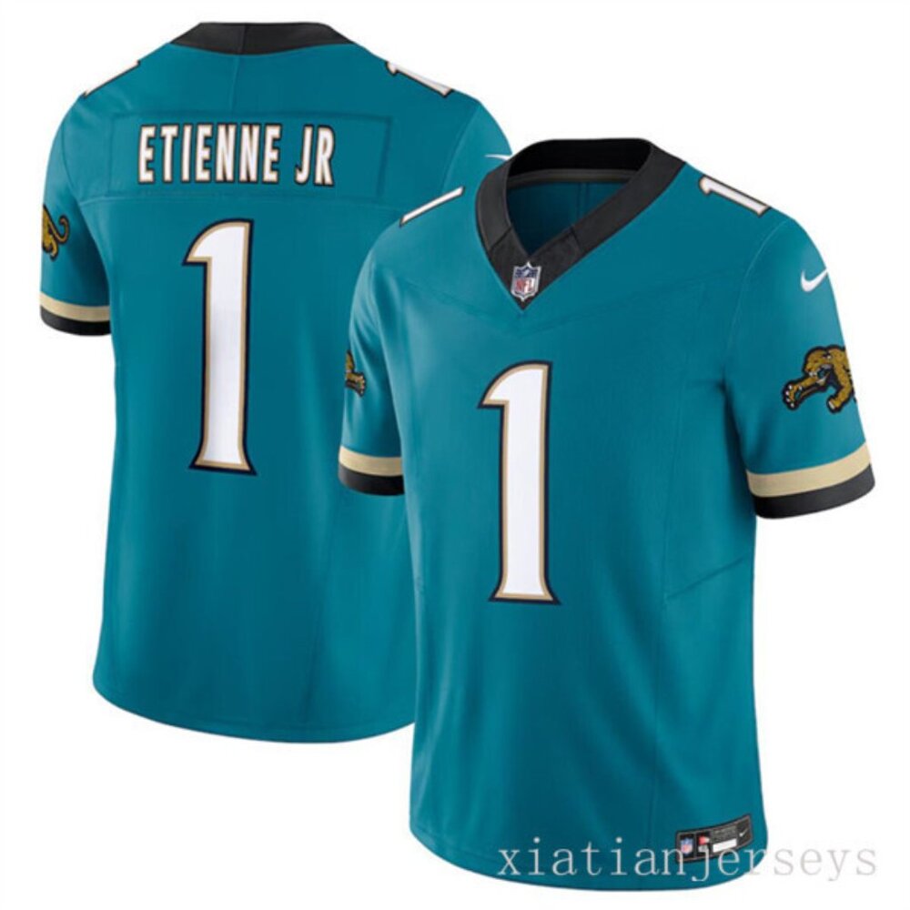 Jacksonville Jaguars Travis Etienne Jr Teal Prowler Throwback Stitching Jersey